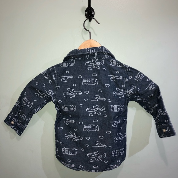 ‘Things that move’ Denim kids button down shirt - Picture 2 of 3